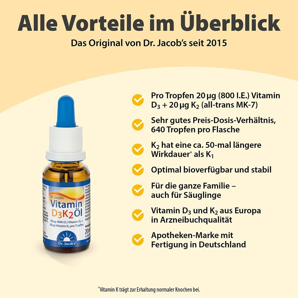 Dr. Jacob's Vitamin D3K2 Öl Tropfen
